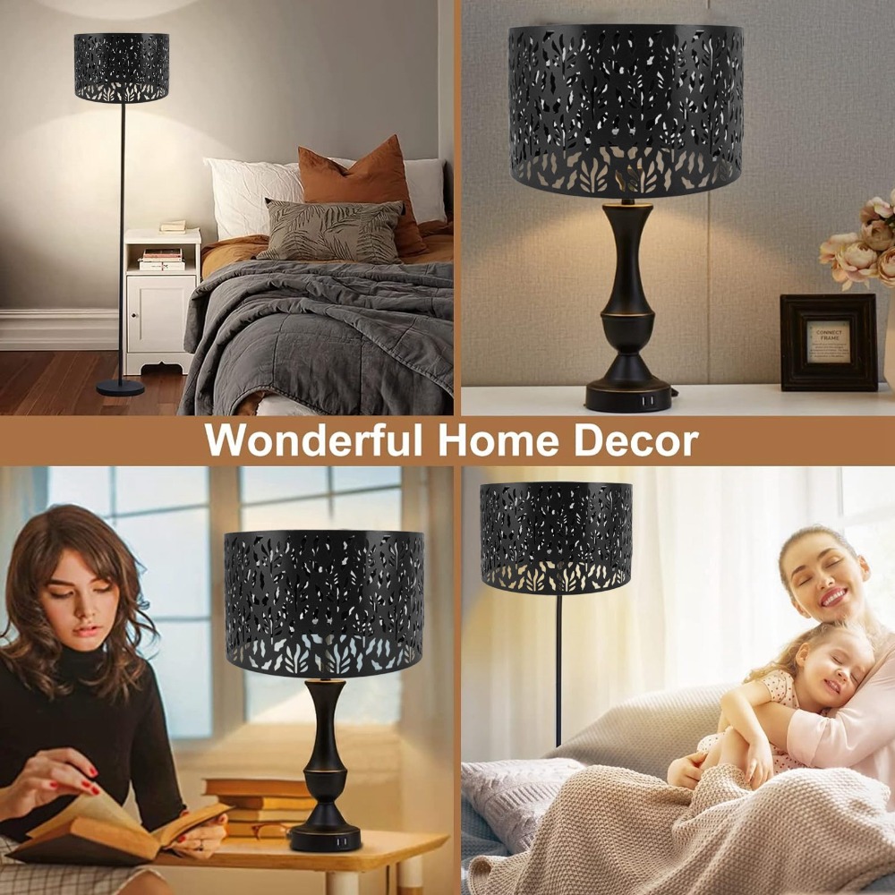 Geometric Lamp Shade - Basit Demir Abajur Geometrik Desenli Orta