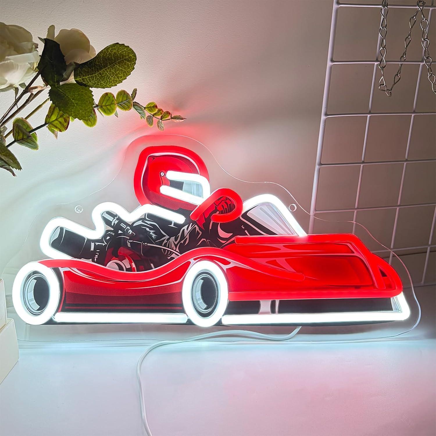 Decor Kart Lighting - Go Kart Yarışçısı Neon Tabela USB