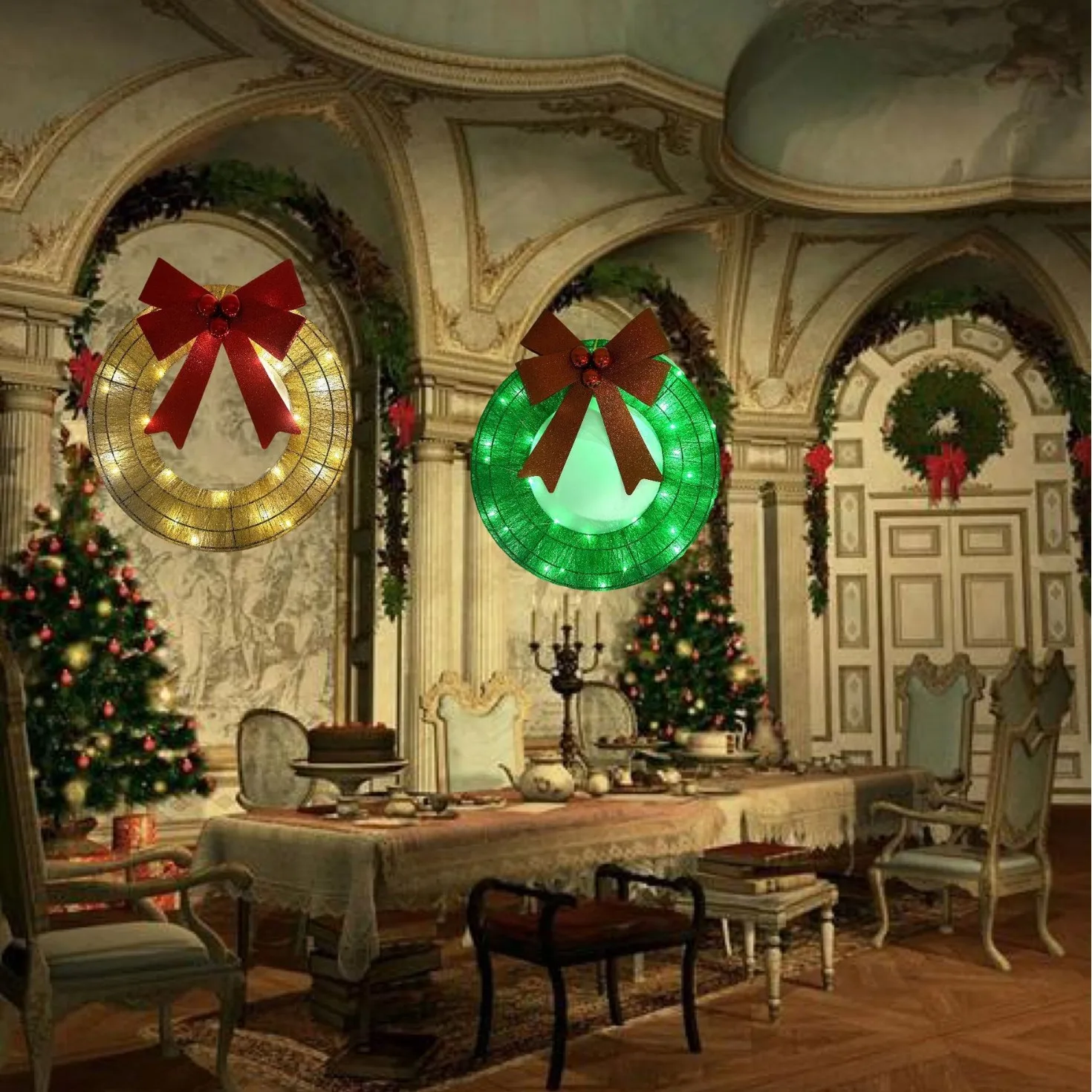Pendant Lighting Christmas Decor - Yaratıcı Moda Noel Çelengi Metal Işıklı