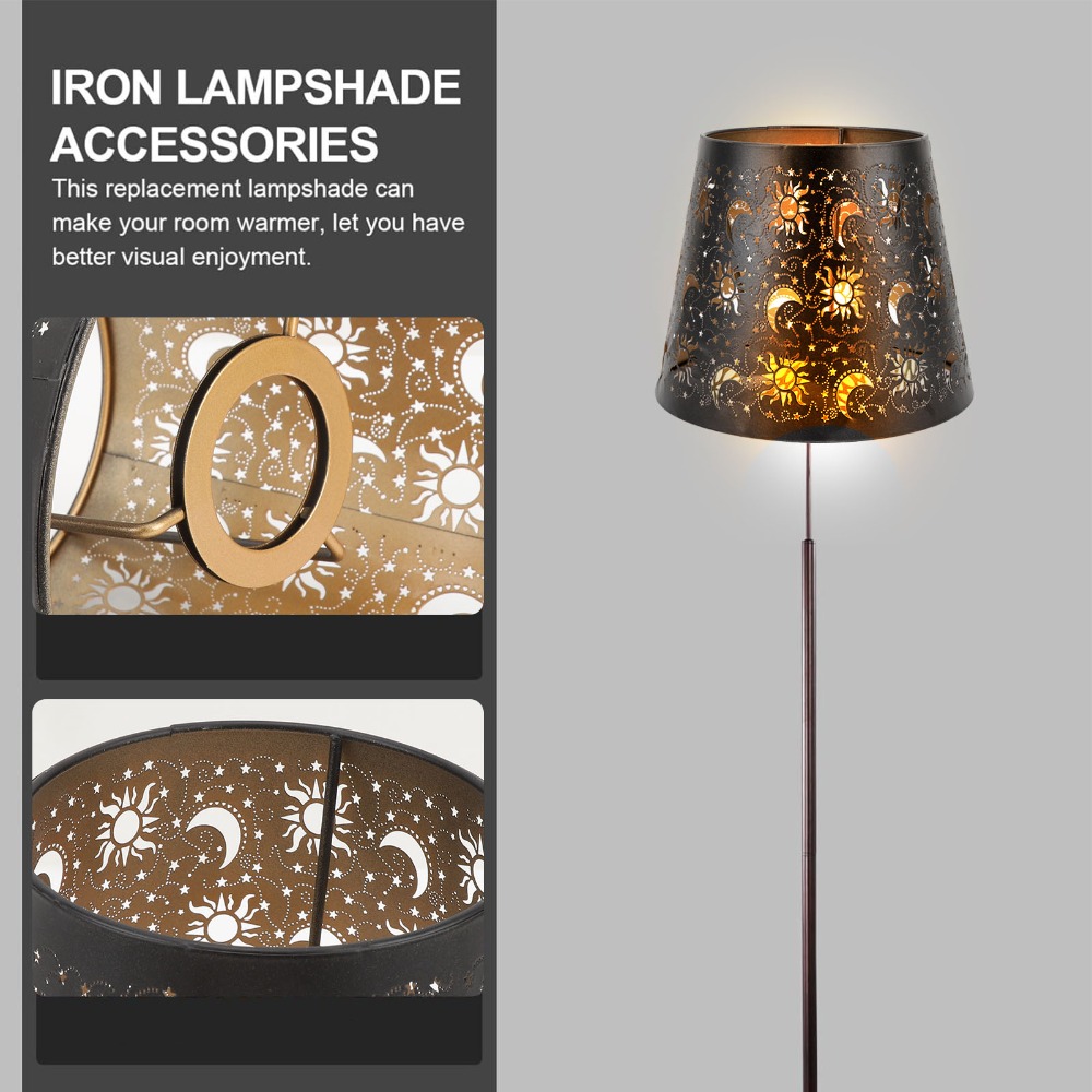Geometric Lamp Shade - Basit Demir Abajur Geometrik Desenli Orta